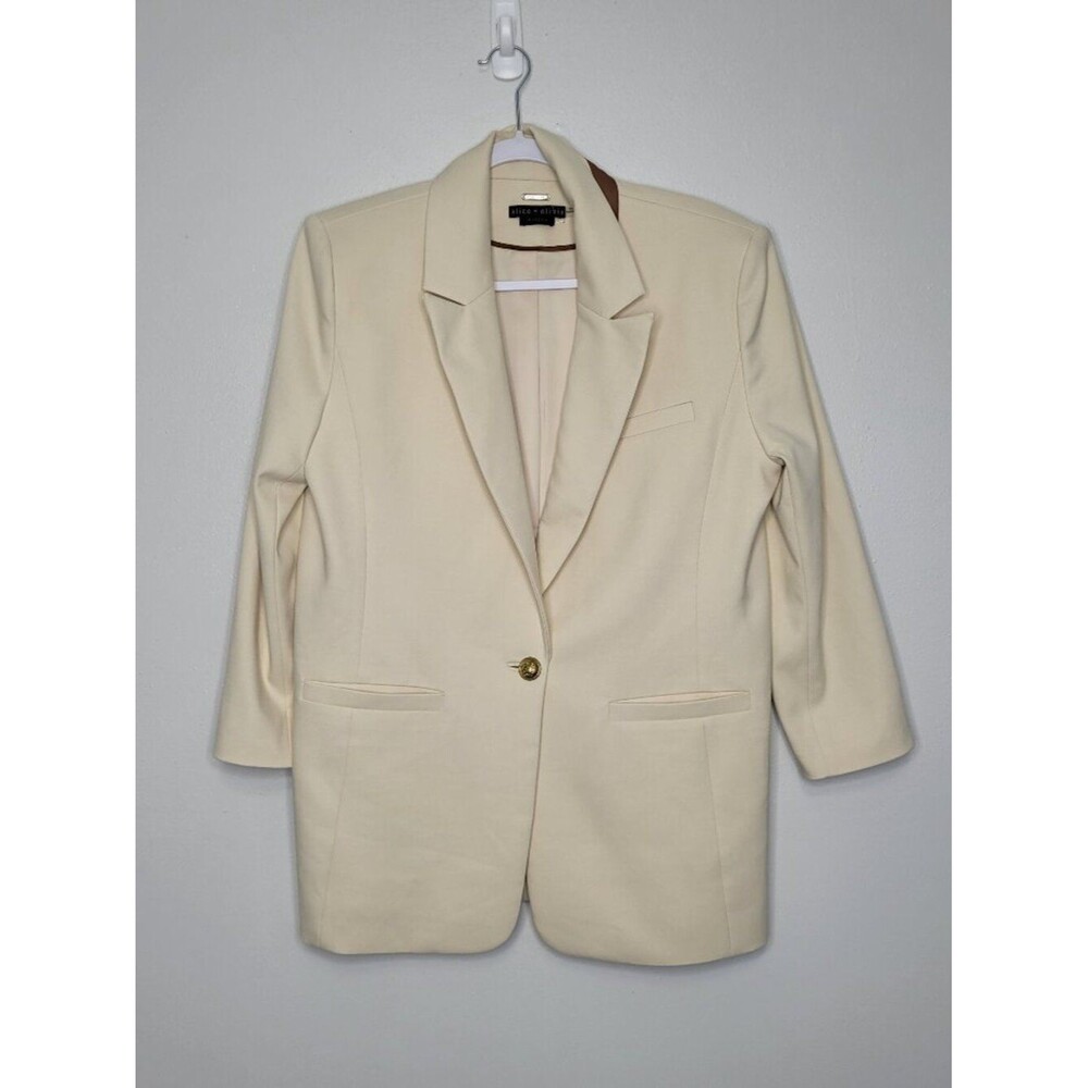 Alice and Olivia Elbow-Patch  Blazer Cream Office Preppy size medium